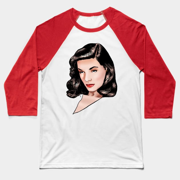 Lauren Bacall Baseball T-Shirt by Indigenous Bert